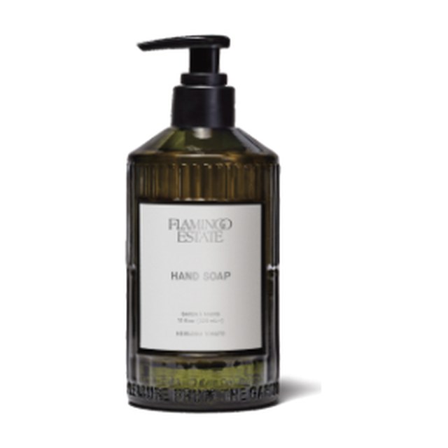 Flamingo Estate Heirloom Tomato hand soap in a glass bottle